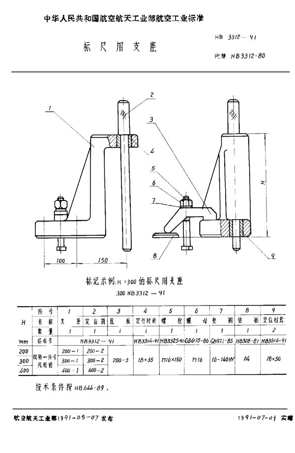 HB 3312-1991 标尺用支座