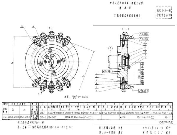 HB 3345-1981 9 弧齿锥齿轮双面盘铣刀