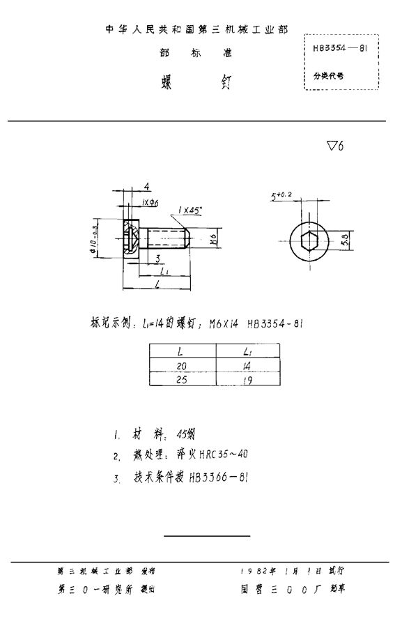 HB 3354-1981 螺钉