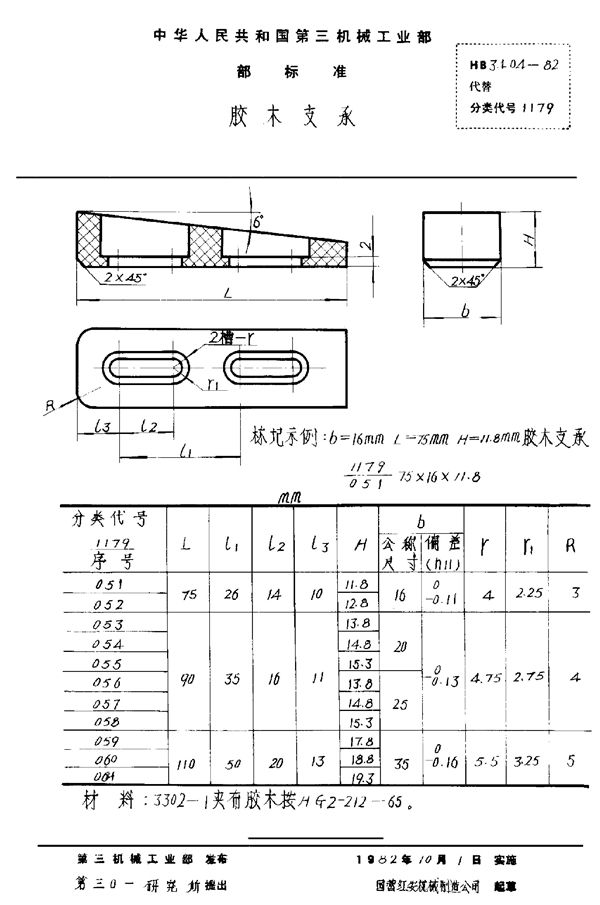 HB 3404-1982 胶木支承