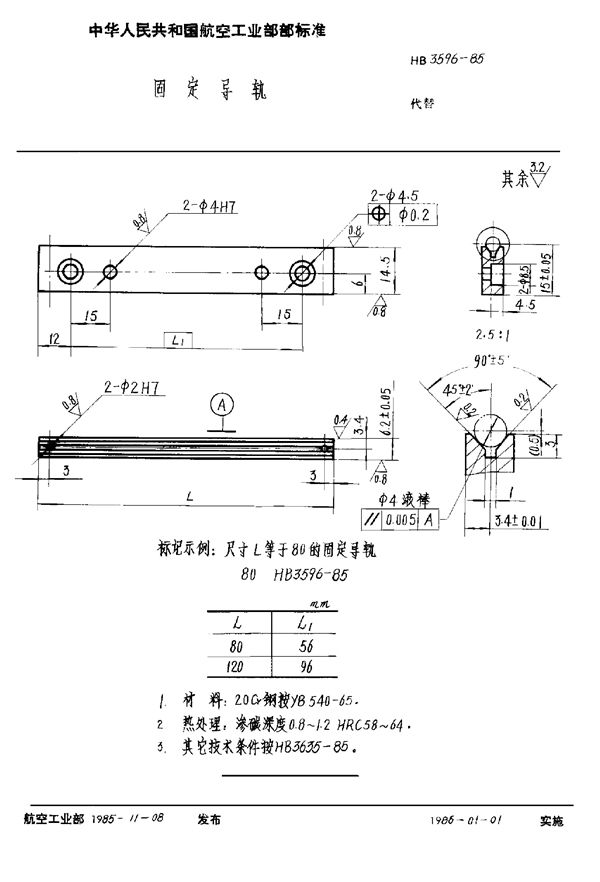 HB 3596-1985 固定导轨