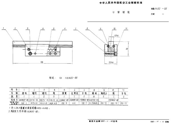 HB 3632-1985 U型溜板