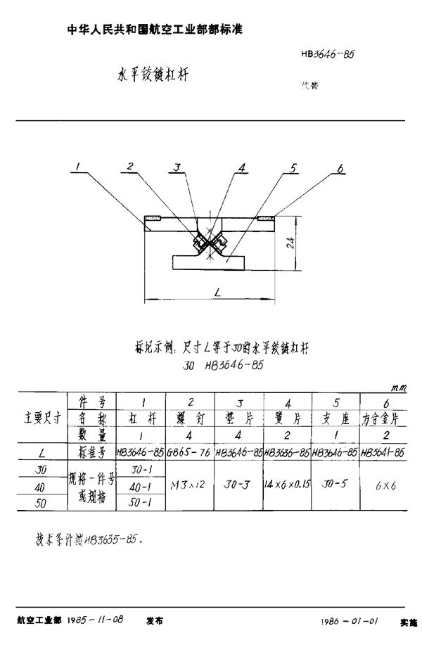 HB 3646-1985 水平铰链杠杆