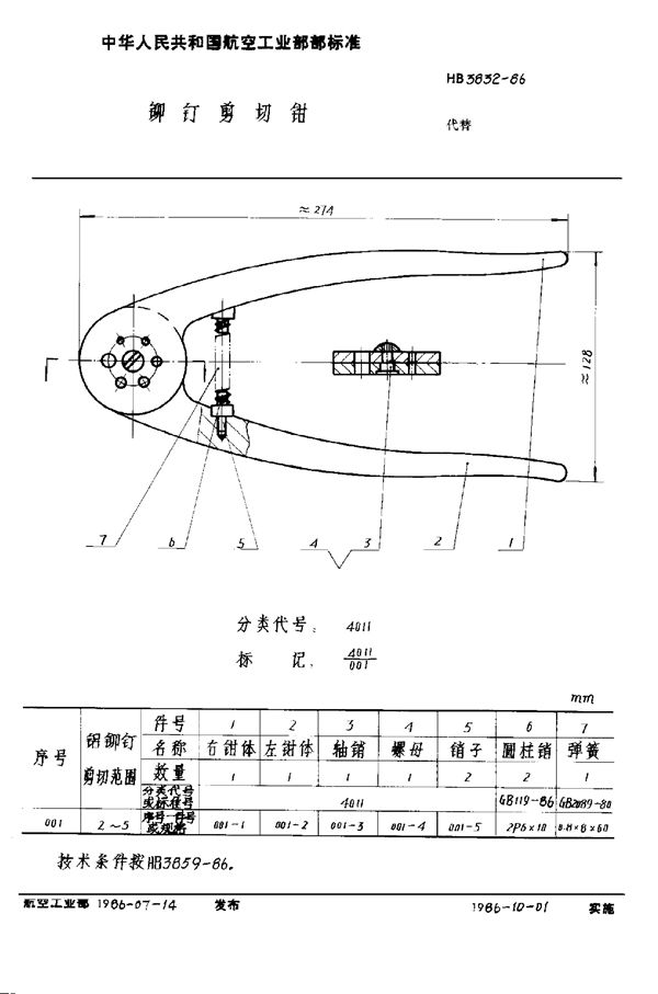 HB 3832-1986 铆钉剪切钳