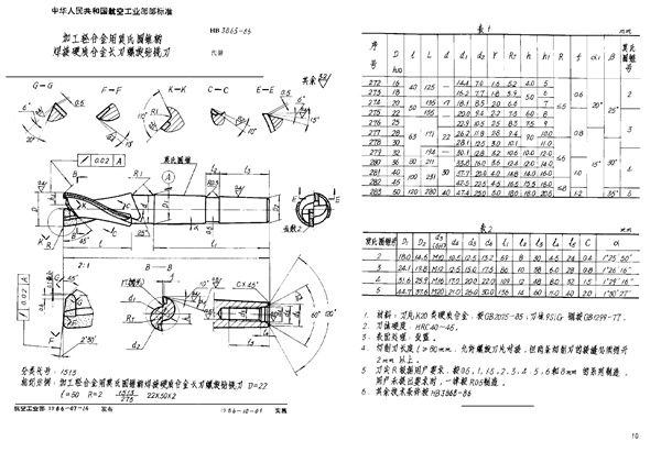 HB 3865-1986 加工轻合金用莫氏圆锥柄焊接硬质合金长刃螺旋钻铣刀