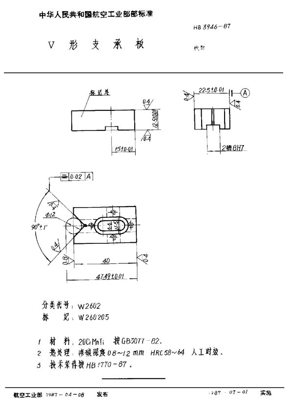 HB 3946-1987 V形支承板