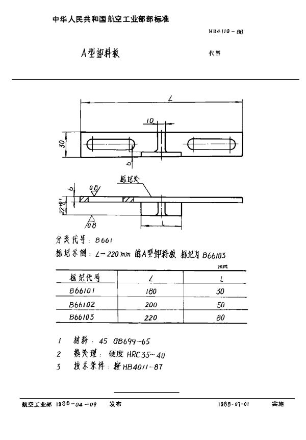 HB 4110-1988 A型卸料板