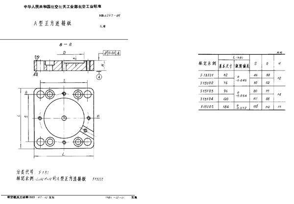 HB 4297-1989 A型正方连接板