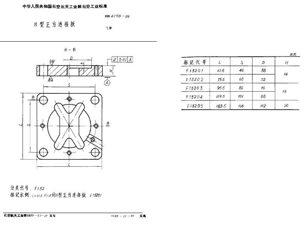 HB 4298-1989 B型正方连接板