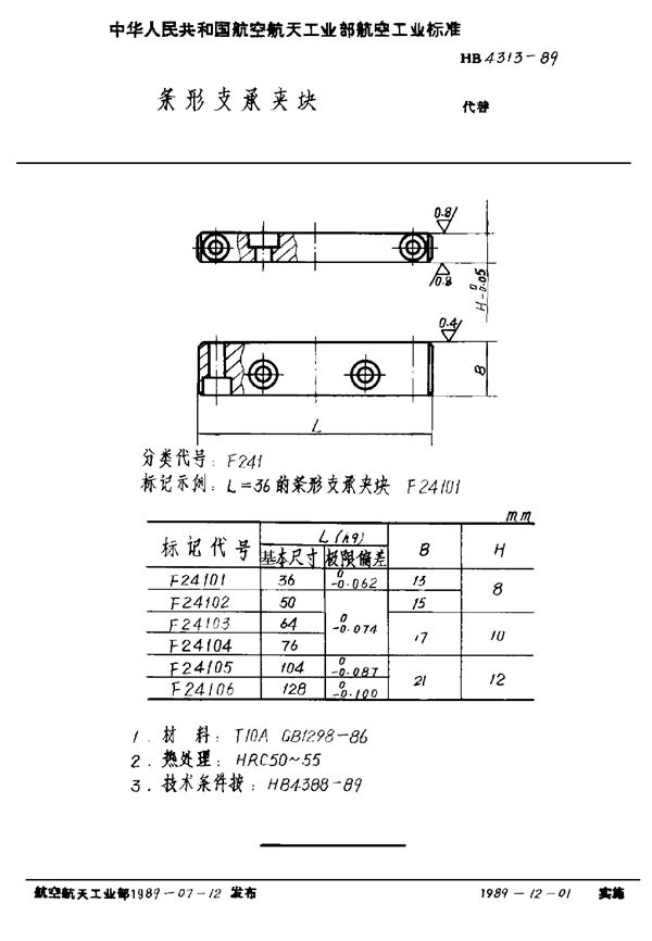 HB 4313-1989 条形支承夹块