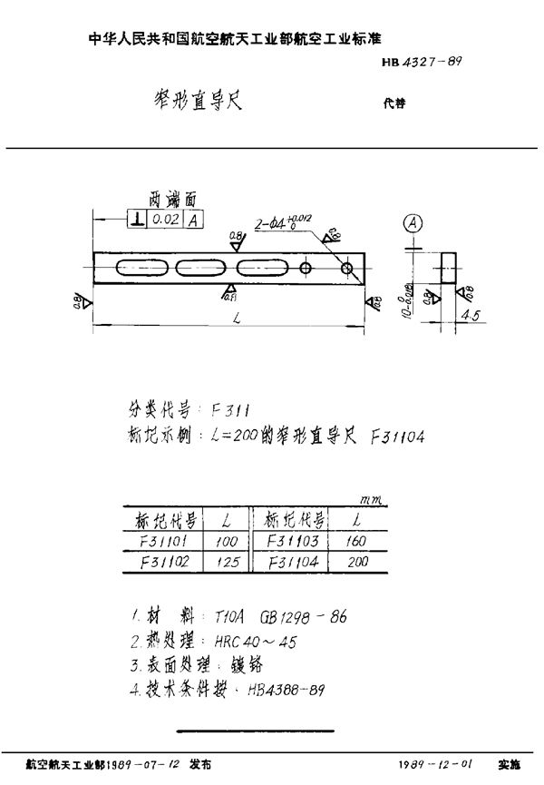 HB 4327-1989 窄形直导尺