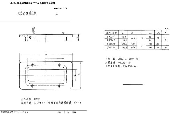 HB 4340-1989 长方凸模固定板