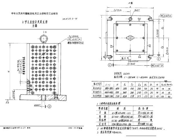 HB 4535.3-1991 K型孔系组合夹具元件 方箱