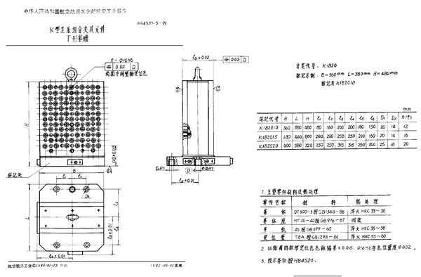 HB 4535.5-1991 K型孔系组合夹具元件 T形基础