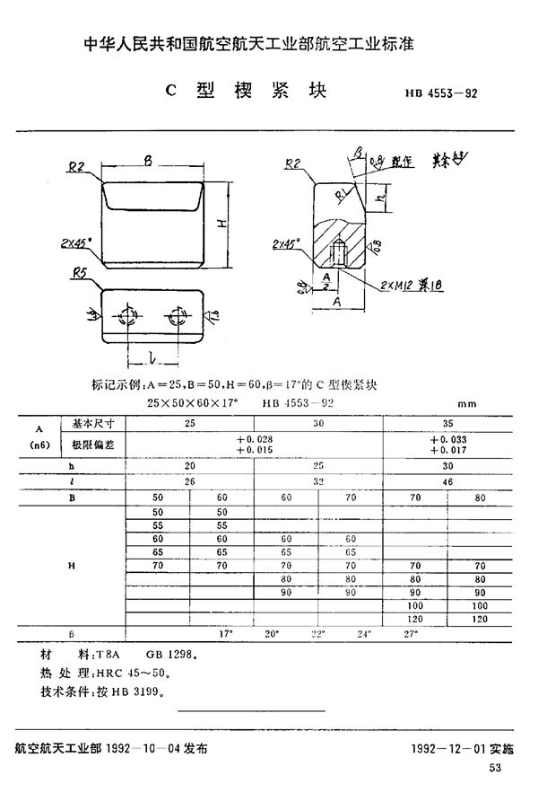 HB 4553-1992 C型楔紧块