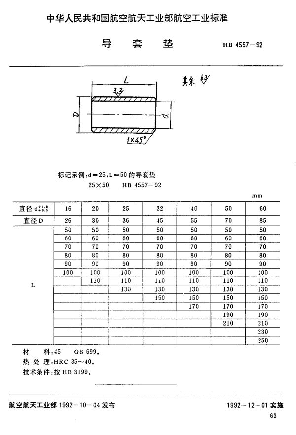 HB 4557-1992 导套垫