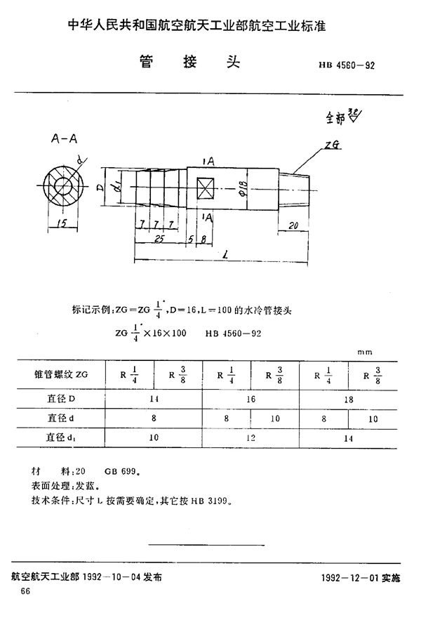 HB 4560-1992 管接头