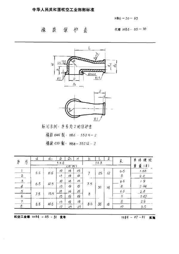 HB 6-33-1983 橡胶保护套