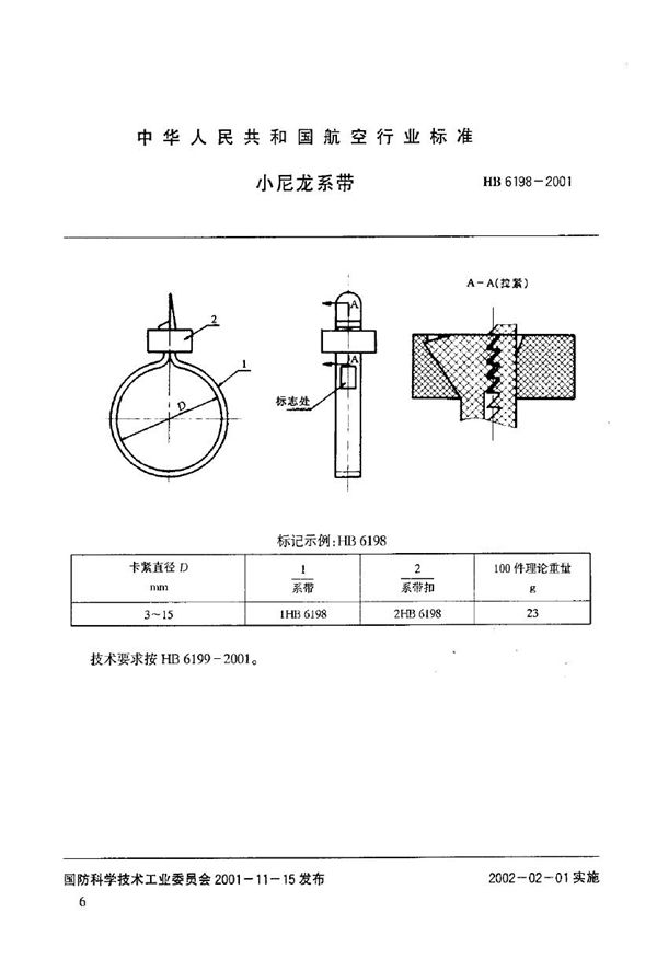 HB 6198-2001 小尼龙系带