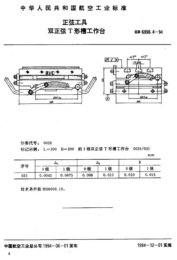 HB 6998.4-1994 正弦工具 双正弦T形槽工作台