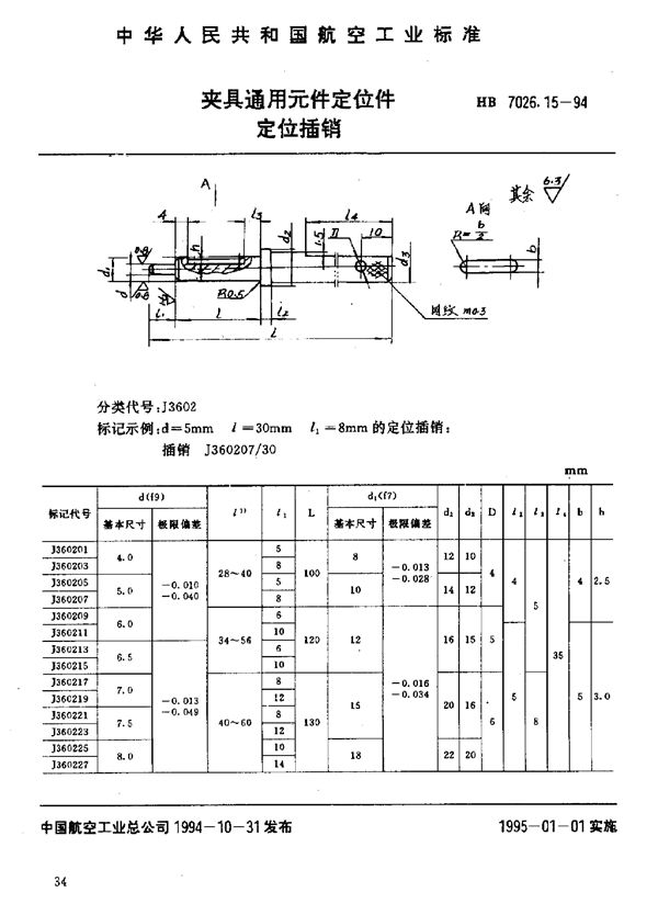 HB 7026.15-1994 夹具通用元件定位件 定位插销