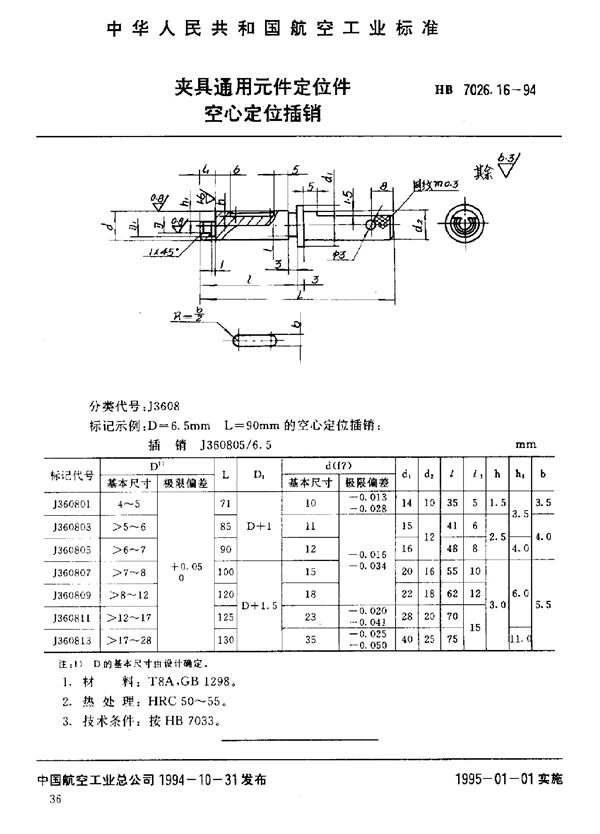 HB 7026.16-1994 夹具通用元件定位件 空心定位插销