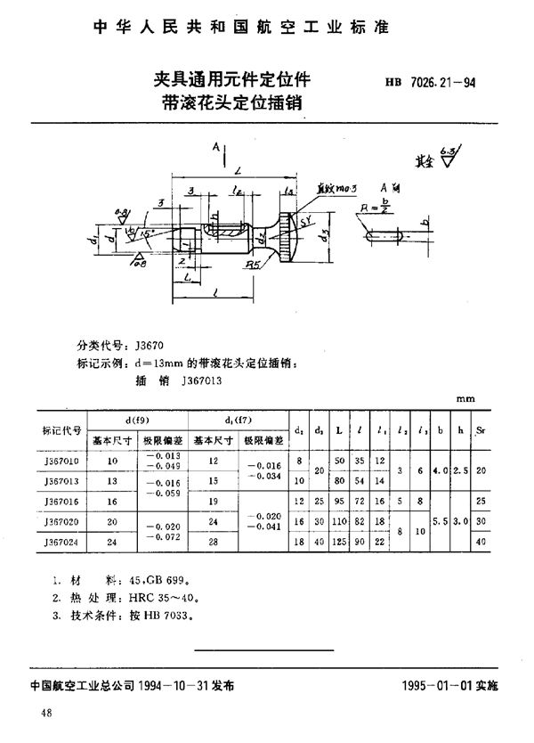 HB 7026.21-1994 夹具通用元件定位件 带滚花头定位插销