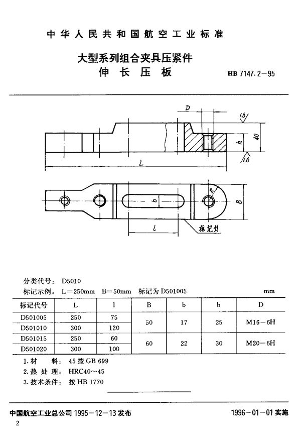 HB 7147.2-1995 大型系列组合夹具压紧件 伸长压板