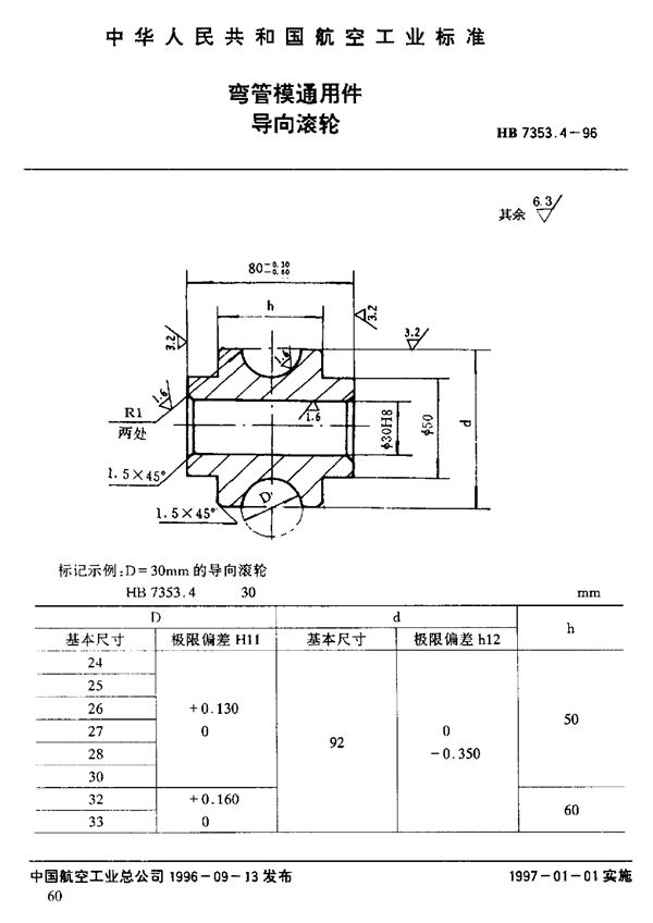 HB 7353.4-1996 弯管模通用件 导向滚轮