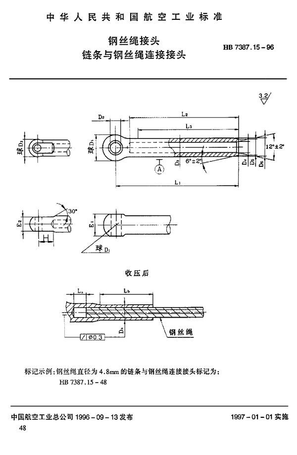 HB 7387.15-1996 钢丝绳接头 链条与钢丝绳连接接头