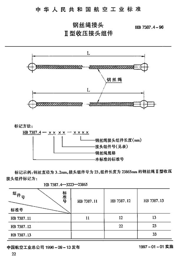 HB 7387.4-1996 钢丝绳接头 Ⅱ型收压接头组件