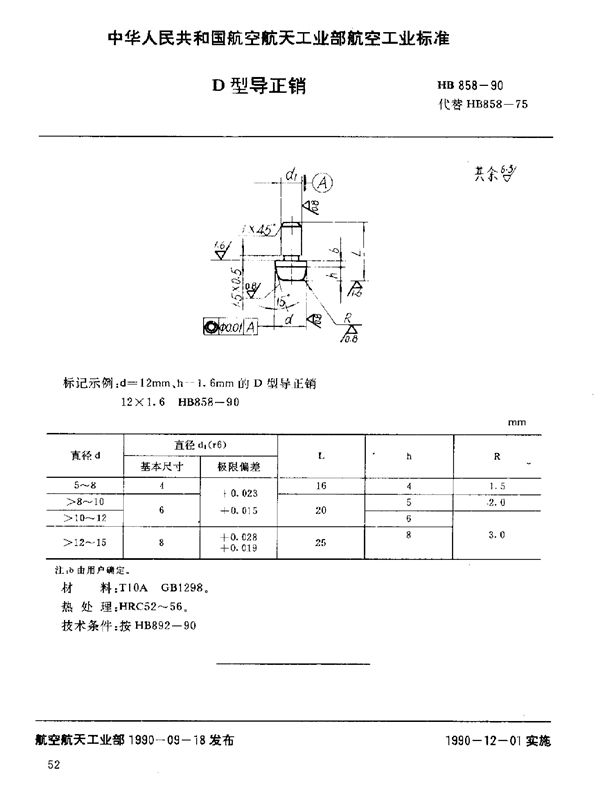 HB 858-1990 D型导正销