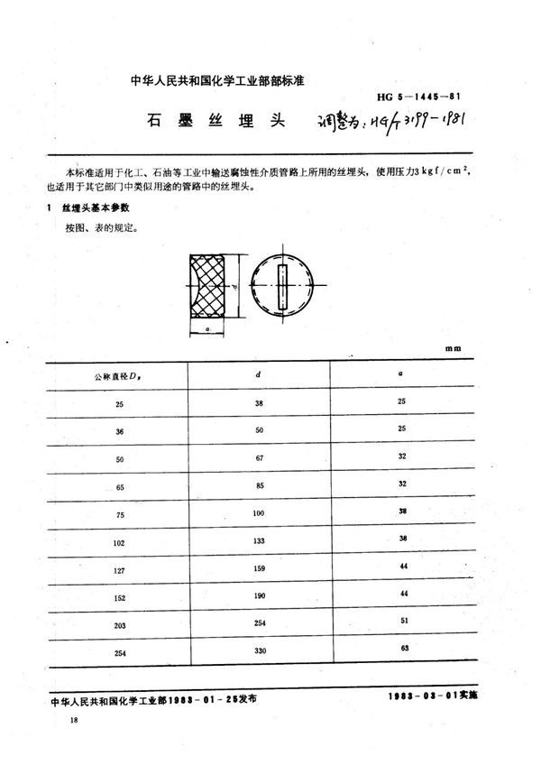 HG/T 3199-1981 石墨管丝埋头