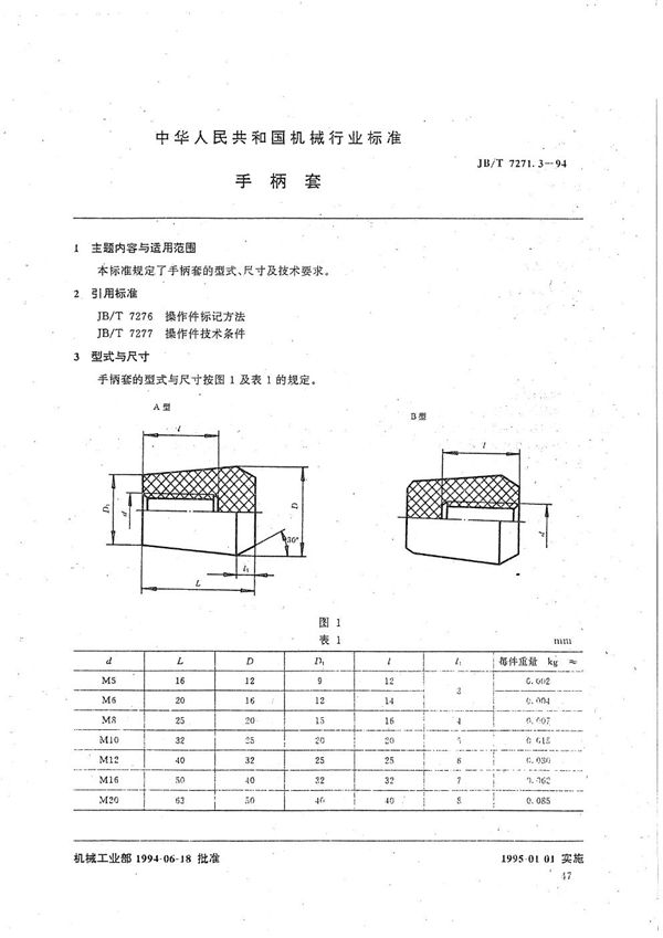 JB/T 7271.3-1994 手柄套