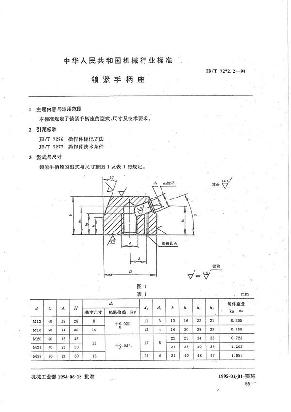 JB/T 7272.2-1994 锁紧手柄座