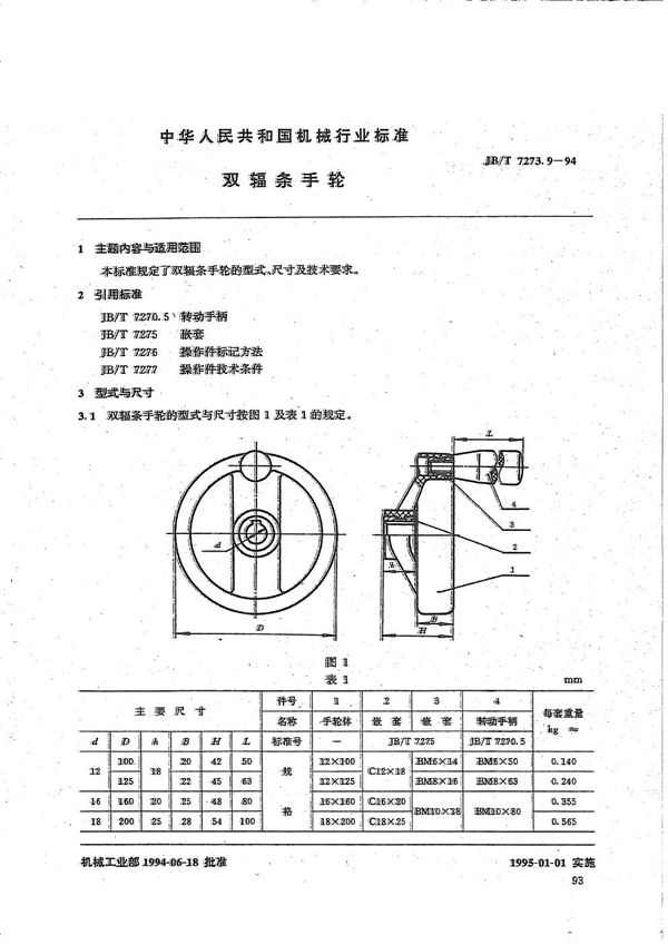 JB/T 7273.9-1994 双幅条手轮