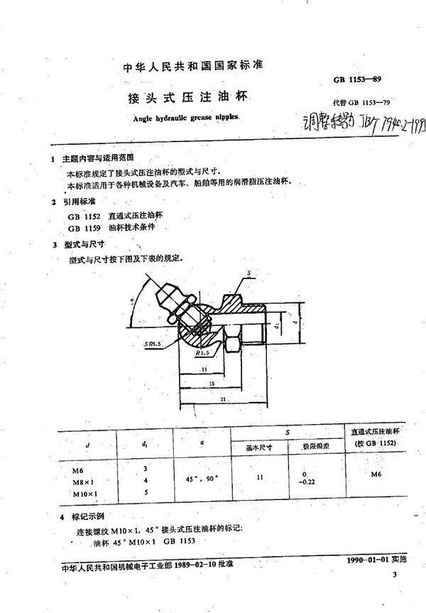 JB/T 7940.2-1995 接头式压注油杯