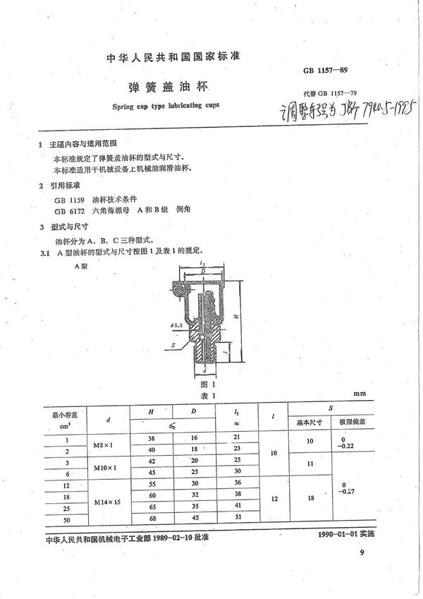 JB/T 7940.5-1995 弹簧盖油杯