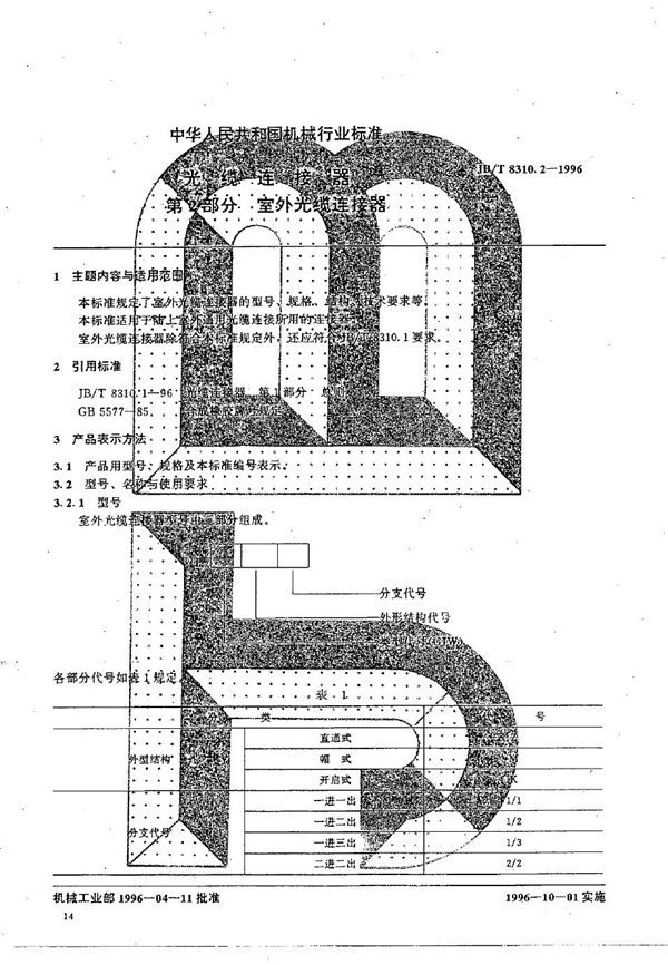 JB/T 8310.2-1996 光缆连接器 第2部分 室外光缆连接器