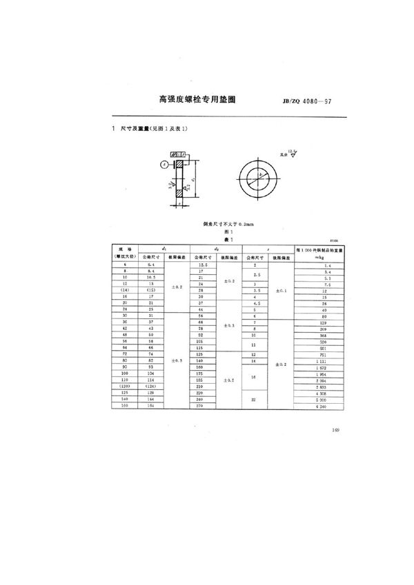 JB/ZQ 4080-1997 高强度螺栓专用垫圈