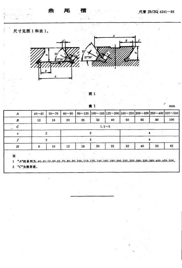 JB/ZQ 4241-1997 燕尾槽