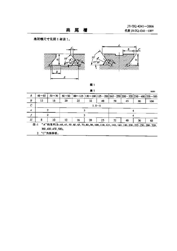 JB/ZQ 4241-2006 燕尾槽