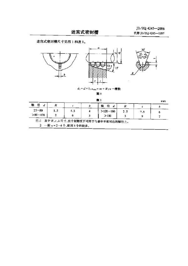 JB/ZQ 4245-2006 迷宫式密封槽