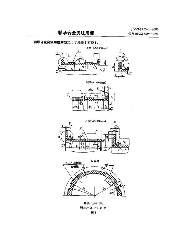 JB/ZQ 4259-2006 轴承合金浇注用槽