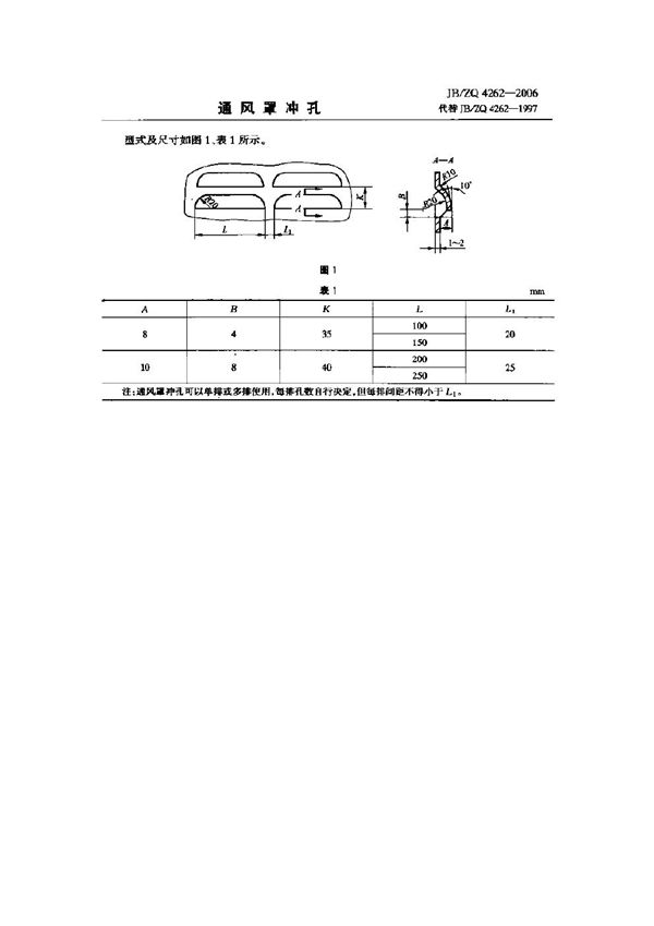 JB/ZQ 4262-2006 通风罩冲孔