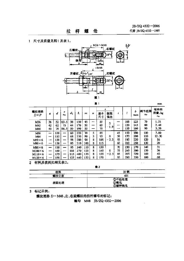 JB/ZQ 4332-2006 拉杆螺母