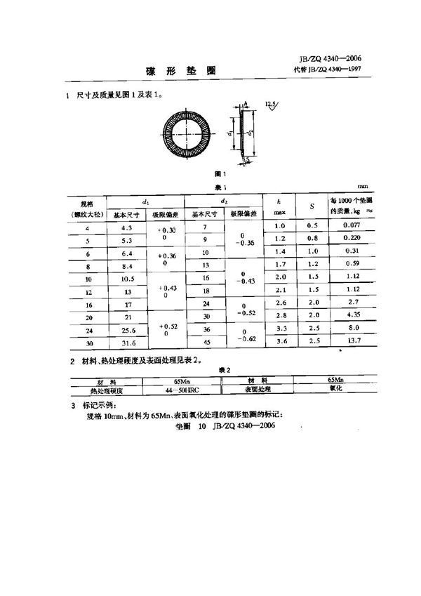 JB/ZQ 4340-2006 蝶形垫圈