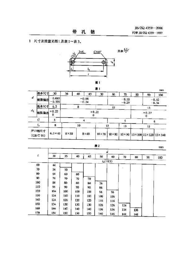 JB/ZQ 4359-2006 带孔销