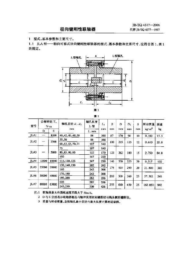 JB/ZQ 4377-2006 径向键刚性联轴器