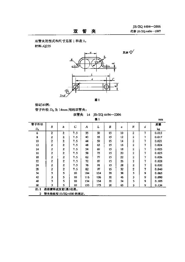 JB/ZQ 4494-2006 双管夹